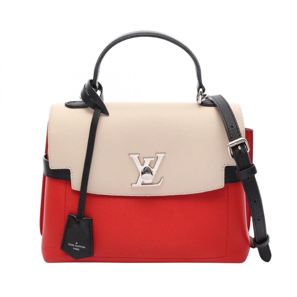 Louis Vuitton Lockme Ever BB 2-Way Handbag, Leather, Women's, Ivory, Red, Bla...